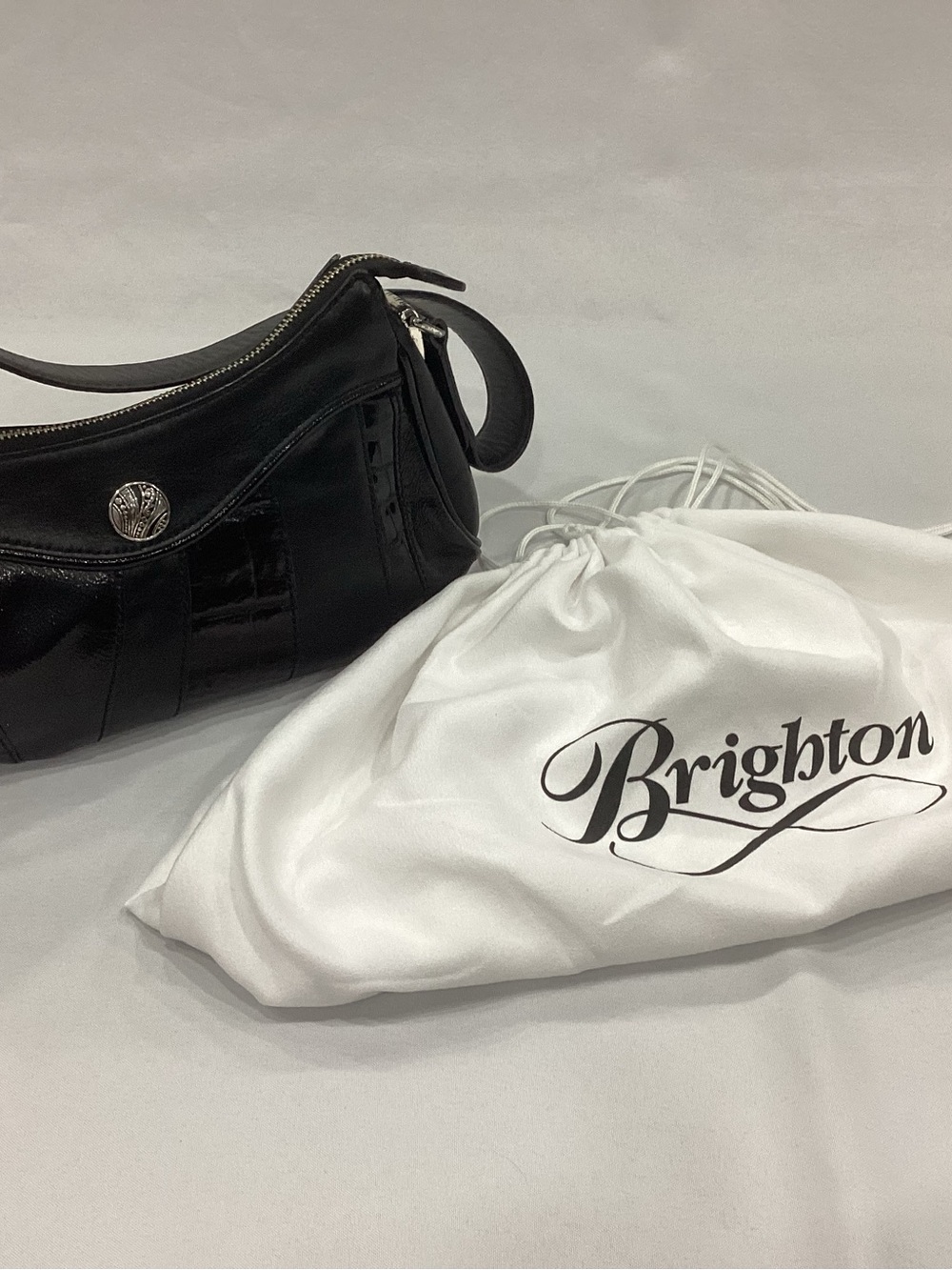 Brighton Black Leather Shoulder Hobo with Silver Accent